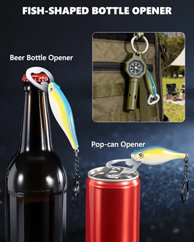 Fishing Tool Kit, Fishing Gear - Fishing Plier with Sheath, Fillet Knife, Fishing Scissors, Fish Lip Gripper, Tool Retractor, Keychain Bottle Opener, Fishing Gifts for Men - color: Blue-7Pcs