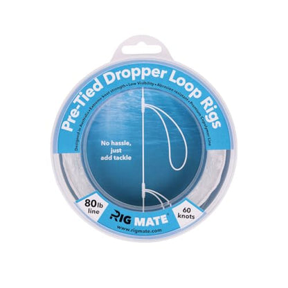 80 lb Pre-Tied Dropper Loop Rigs. Fishing Line Spool. Loops 18 Inches Apart with 5.5 Inch Loop Size. Perfect for Saltwater & Freshwater Fishing. Perfect for Snapper & Other Bottom Feeding Fish.