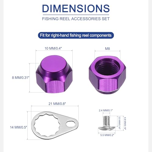 Fishing Reel Screw Nut Caps, Right Handle Knob Locking Plate Nut Replacement Parts - color: Purple, size: M8