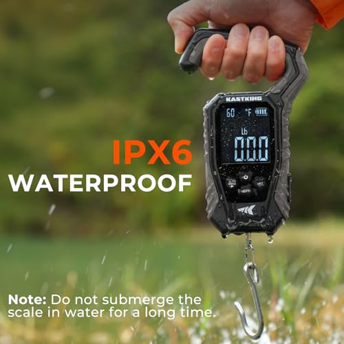 KastKing Weighmaster Mechanical-Digital Fishing Scale, 120 lb Capacity, 2.5" Backlit Display, High-Precision Sensor, 9 Weight Memory, Temperature Detection, IPX6 Waterproof, Fishing Gifts - style: A: Black