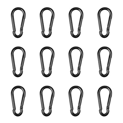 Black Carabiner, Heavy Duty Galvanized Steel Spring Snap Hook Carabiner Clips with 260LBS Holding Capacity, Ideal for Outdoor, Hammock, Swing and Travel (12PCS M6 2.4Inch) - size: 12PCS-M6, style: Black