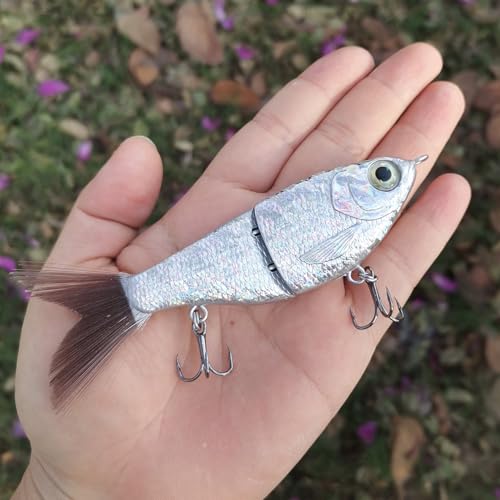 HADORAM Lure Slow Sinking Glide Bait with Fur Tail Lifelike Fishing Tackle for Trout Shad Bass Musky - color: 4.7in-3Pcs
