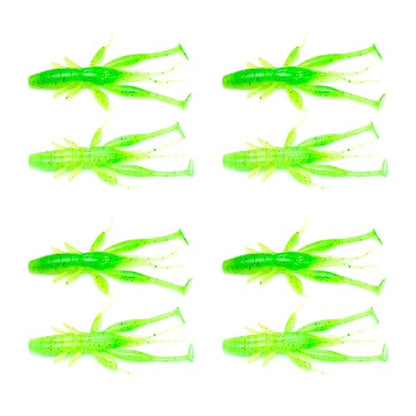8 PCS Fishing Crawfish Lure Soft Shrimp Baits Lure Artificial Swimbait Soft Lures for Freshwater Saltwater Fishing Crawfish Artificial Swimbait Outdoor - color: yellow green 3