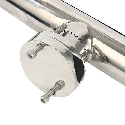 Amarine Made 2Pcs Fishing Rod Holder, Stainless Tournament Style Clamp on Rod Holder, Rail Mount Fishing Pole Holder for Rails 1-1/4" to 2"
