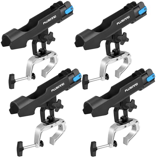 PLUSINNO Fishing Boat Rods Holder Large Clamp Opening 360 Degree Adjustable Fishing Rod Racks Folding Holder - color: RH20 MAX OPENING1.97 inch 4Pack