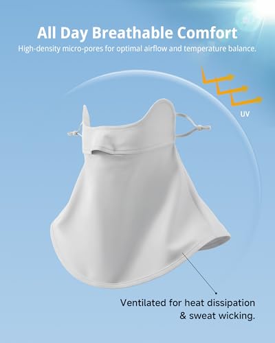 Stelle UV Protection Face Cover Breathable Cooling Neck Coverage Gaiter Scarf Summer Outdoor Activities - color: Light Grey