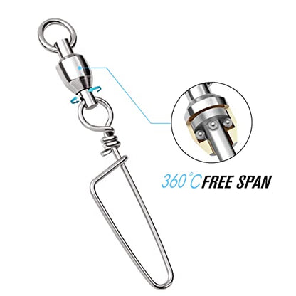 Fishing Snap Swivels,High Strength Saltwater and Freshwater Ball Bearing Swivel Corrosion Resistance Stainless,Fishing Swivels & Snaps,Swivels Fishing Tackle Barrel Swivel - size: SIZE7(265LB)20PCS