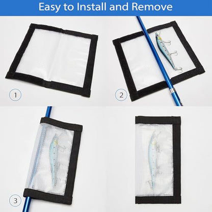 Fishing Lure Wraps 2-10 Pack Durable Clear PVC Lure Wrap for Fishing Rod Saltwater Hook Covers Fabric Lure Protector - color: 2 pack Large 7.8″x 4.3″
