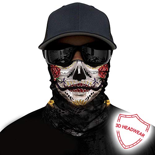 Obacle Skull Face Mask for Women Dust Wind Sun Protection Rave Festival Riding - color: Purple Eyes Red Lip