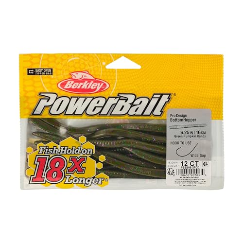 Berkley PowerBait Bottom Hopper Fishing Soft Bait - color: Green Pumpkin Candy, size: 6 1/4"