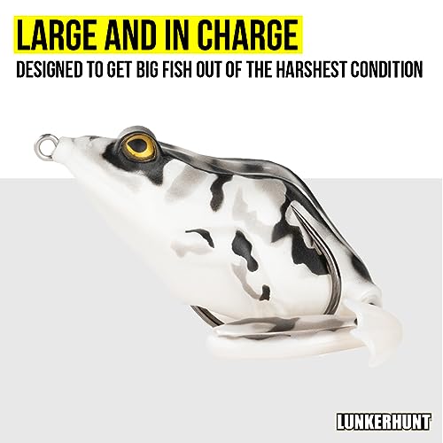 Lunkerhunt - Topwater Fishing Lures for Bass Trout Fishing | Combat Frog Lure for Big Fish | Award Winning Hollow Body Frog Fishing Bait with Weedless Hooks - color: Delta