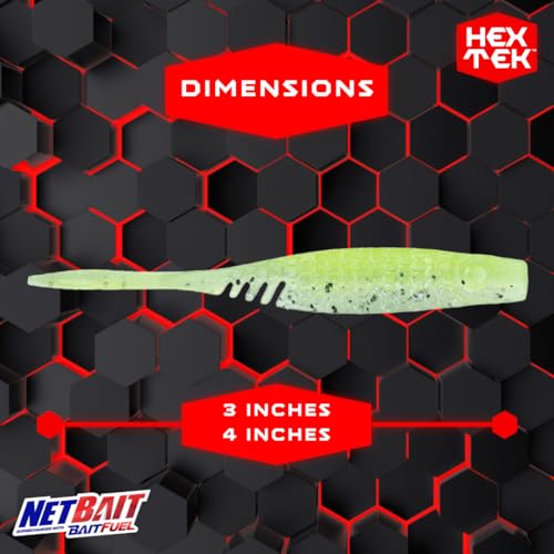 NetBait HexTek EKO Shad | 3″ & 4″ Soft-Plastic Swimbait | Shad Profile with HexTek Texture for Bass & Predators | Spot Remover, 4-Inch