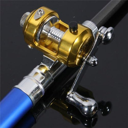 G Ganen 38inch Mini Portable Pocket Aluminum Alloy Fishing Rod Pen Great Gift (Blue)