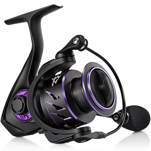 Piscifun Viper X Spinning Reels, Carbon Fiber 33LBs Max Drag, 10+1 Shielded BB, Saltwater Freshwater Spinning Fishing Reel, 5.2:1/6.2:1 - color: Purple, size: 2000