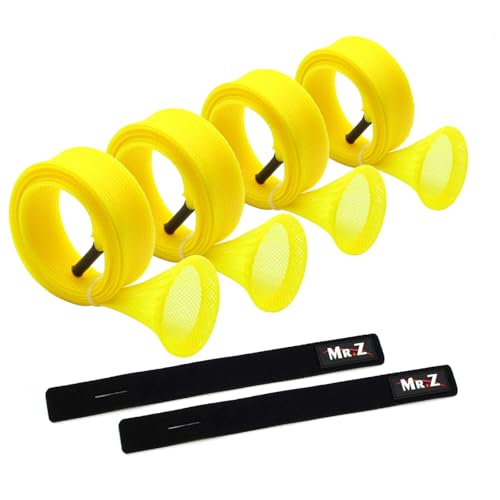 Mr. Z Pack of 4 Casting Fishing Rod Sleeves with 2 Rod Straps Fishing Rod Covers Pole Jacket Rod Socks - color: Yellow