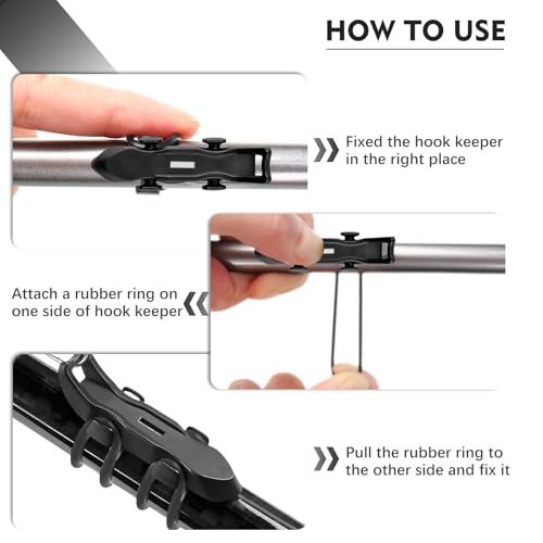 Hook Keeper for Fishing Rod, [4Pcs] Magnetic Fishing Hook Keeper, HK2F Fishing Bait Holder with 2 Sizes Rubber Rings, Fishing Hook Holder Quick Installation