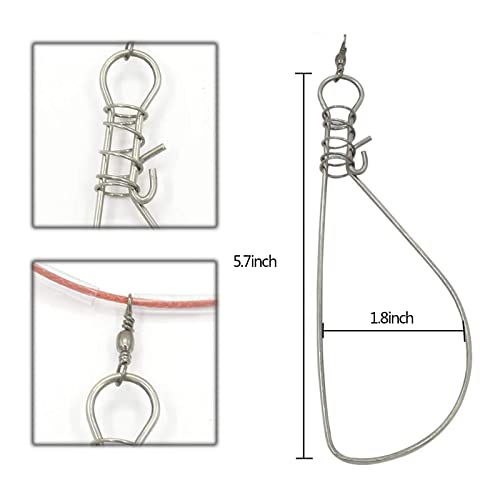 Fishing Stringer Live Fish Lock, Stainless Steel Fish Stringer Clip, Big Fish Wire Rope Cable with Float and Plastic Handle, Fishing Holder Kit with High Strength 10 Snaps/Buckles - size: 5m