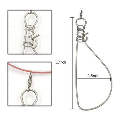 Fishing Stringer Live Fish Lock, Stainless Steel Fish Stringer Clip, Big Fish Wire Rope Cable with Float and Plastic Handle, Fishing Holder Kit with High Strength 10 Snaps/Buckles - size: 10m