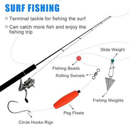 AGOOL Catfish Rig Making Kit Catfishing Tackle Accessories Fishing Bait Rigs Catfishing Equipment with Fishing Bobbers Catfish Floats Catfish Hooks Swivels Fishing Rattles Bells Sinker Slide