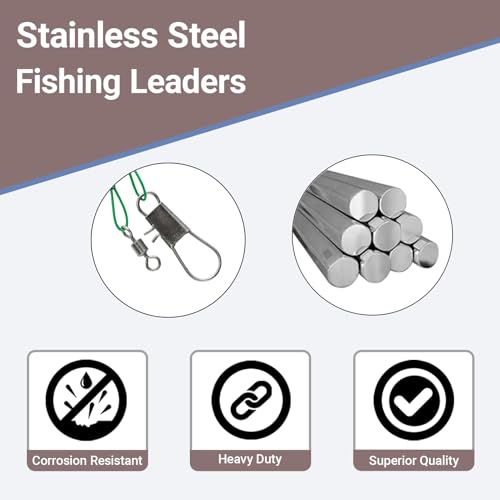 Atibin Line Swivels Fishing Leaders Freshwater Fishing Rigs Wire Leaders Lures Wire Steel Fishing Leader Saltwater Black Nickel - size: #5 (11.8in-60lb) 30pcs