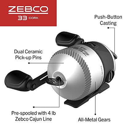 Zebco 33 Cork Reel and Fishing Rod Combo, Graphite Rod with Cork Handle, QuickSet Anti-Reverse Fishing Reel with Bite Alert - style: 5 Foot - Micro Spincast
