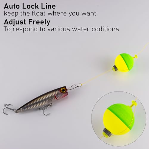 Dr.Fish 10 Pack Weighted Fishing Bobbers Snap-on Spring Floats EVA Foam Push Button Clip on Floats Fly Fishing Trout Bass Crappie Catfish - color: Red/White, size: Diam 1.5''(3/8oz)
