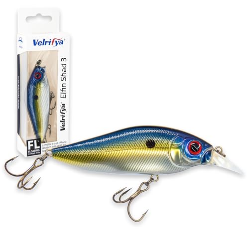 Flat Sided Japanese-Style Crankbait Elfin Shad – Medium Diving Bass Fishing Lure, Hard Bait Shad Crankbait for Freshwater Velrifya - color: 06-Sexy Shad