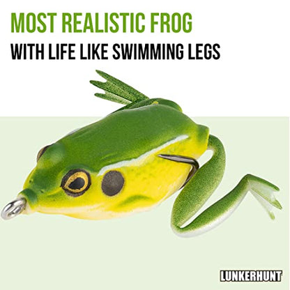 LUNKERHUNT Frog Lure for Bass Fishing | Pocket Frog Fishing Lure 1.75 Inch | Topwater Fishing Lures, Soft Hollow Body, Weedless Hooks for Trout, Pike in Saltwater and Fresh Water - style: Bull