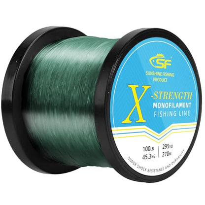 SF Monofilament Fishing Line Premium Spool X-Strong Mono Nylon Material Leader Line for Saltwater Freshwater 8/10/12/15/20/25/30/40/50/60/80/100LB - color: Low-Vis Green, size: 100LB/0.039in/295Yds