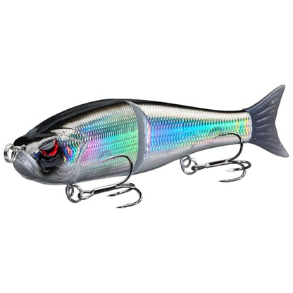 Bassdash SwimShad Glide Baits Jointed Swimbait Bass Pike Salmon Trout Muskie Fishing Lure - color: Black/Silver, size: 4.5in/0.65oz