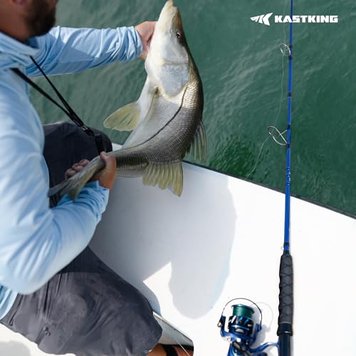KastKing Kapstan Saltwater Spinning Rod, Boat & Surf Fishing Rod, Lightweight S-Curve Graphite Blanks, Stainless-Steel Double-Foot Guides, Aluminum/Graphite Locking Reel Seat, 2-Piece PTS Rod - style: Spin-9'0"-m-mf