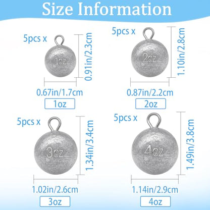 Round Fishing Sinkers 10/5pcs Cannonball Lead Weights | Assorted Sizes Egg Sinkers Saltwater Freshwater 1oz to 4oz - size: 3oz-5pcs