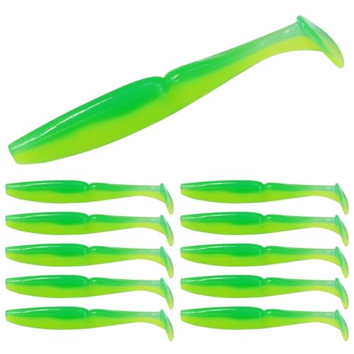 4.13'' Soft Fishing Lure, Flexible Paddle Tail Swim Baits for Bass Catfish Trout Walleye Crappie Lures Kit Fishing Baits - color: Green