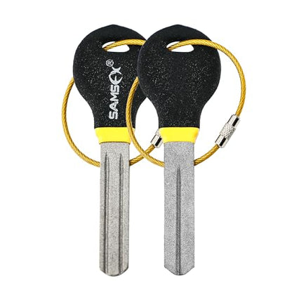 SAMSFX Fishing Hook Sharpener Hook File for Fishing Diamond File with Handle Portable Double Sided Fine and Medium Grits for Men - color: Black & Yellow