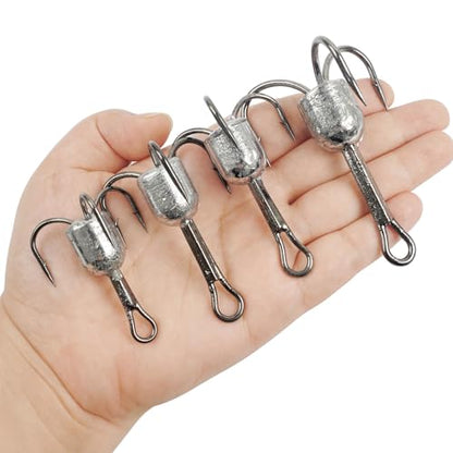 Snagging Hooks Heavy Duty Snagging Weighted Treble Hooks, 4pcs Large Treble Hooks Bunker Snag Hook for Bottom Fishing Trout Salmon 5/0 6/0 8/0 10/0 - size: 10/0(2.5oz)-4pcs