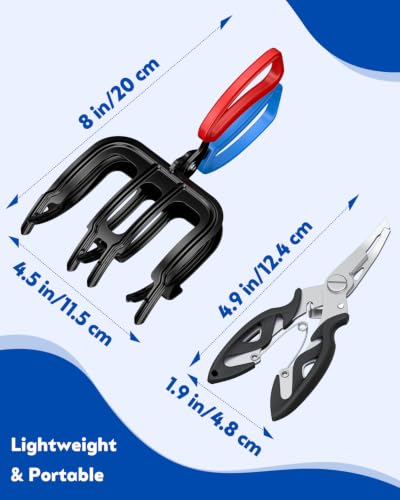 Pawfly Fish Gripper & Fishing Pliers, Fish Grabber Tool, Split Ring Pliers | Non-Slip 3 Claw Fish Control Clamp for Most Freshwater Fish, Metal Fish Hook Remover, Multifunctional Fishing Gear - size: 3 Claw+Lure pliers