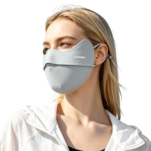 UPF 50+ UV Sun Protection Face Mask, Unisex Breathable Cooling Face Cover Sun UV Protection Ear Loops for Outdoor Activities - color: Lunar Gray
