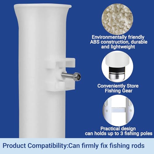 Fishing Rod Holders Wall Mounted 3 Pole Tubes Adjustable Fishing Rod Holder Bracke for Boat Kayak Garage Cooler Trailer Portable with Hardware - color: White-3 Pole