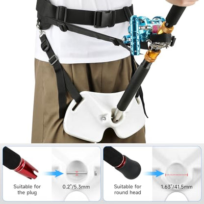SANLIKE Fishing Fighting Belt, Adjustable Rod Holder Waist Gym Girdle Black | Heavy duty fish fighting belt offers excellent leverage. Perfect waist belt fishing rod holder for big game offshore - color: White Set