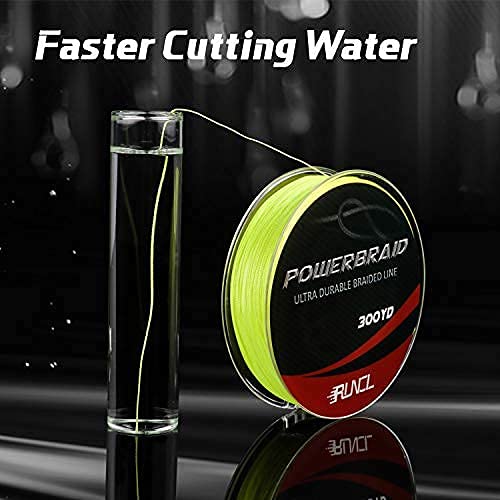 RUNCL PowerBraid Fishing Line 4/8/9 Strands, Braided Fishing Line 300/500/1000Yds - Seamless Weaving Tech, Enhanced Coating Tech, Zero Stretch, High Sensitivity, Smaller Diameter - Braid Line 15-115LB - color: Hi-Vis Yellow, size: 15LB-300yds(4 Strands)