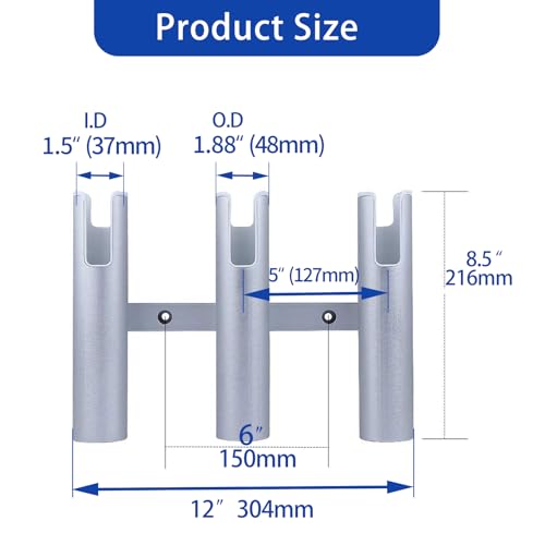 Fishing Rod Holder Aluminum, 3/4 Link Tube， Aluminum3/ 4 Rod Rack, Suit Boats & Yacht