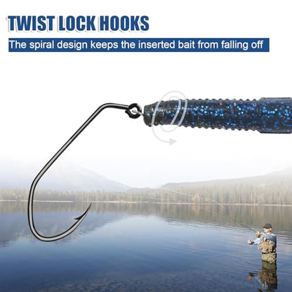 Twistlock Fishing Hooks, Swimbait Hooks Belly Offset Hooks Weighted Hook 1/0 3/0 4/0 for Soft Plastics Lures Fishing Saltwater Freshwater - color: 1/0 - 40PCS