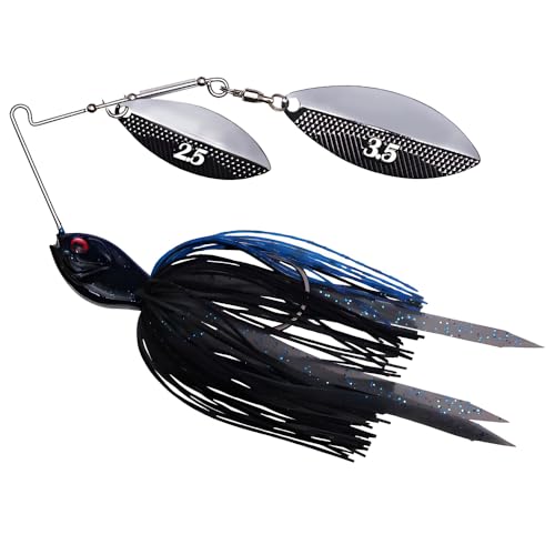 Spinnerbaits Fishing Lures, Bass Fishing Lures Weighted Spinner Baits Buzzbait, Hard Metal Lure Topwater Swimbait Jig for Trout Salmon Pike Bass Saltwater Freshwater Saltwater - color: B
