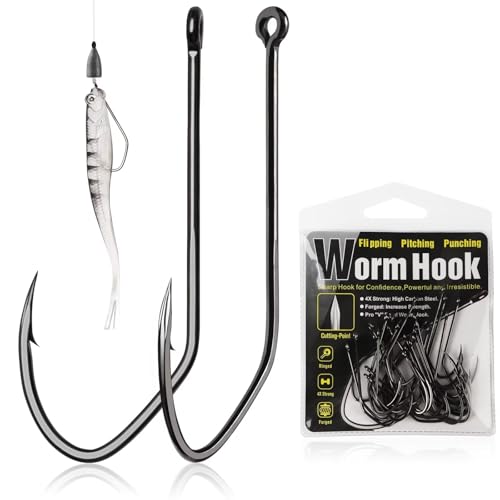 Dovesun Weedless Hooks Worm Hooks Weedless Hooks for Bass Fishing Texas Rig Hooks 30PCS Professional V Fishing Hooks for Freshwater Saltwater 3/0