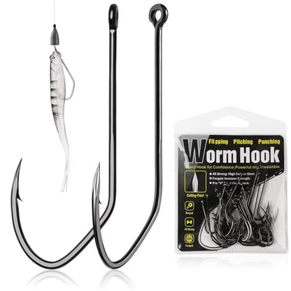 Dovesun Weedless Hooks Worm Hooks Weedless Hooks for Bass Fishing Texas Rig Hooks 30PCS Professional V Fishing Hooks for Freshwater Saltwater 3/0