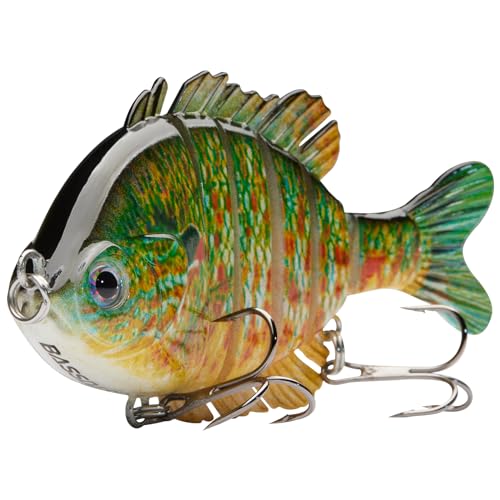 BASSDASH SwimPanfish Multi Jointed Panfish Bluegill Swimbaits Hard Topwater Bass Lures Fishing Lure Crank Saltwater 3.5in/0.85oz - color: Green/Orange Pumpkinseed