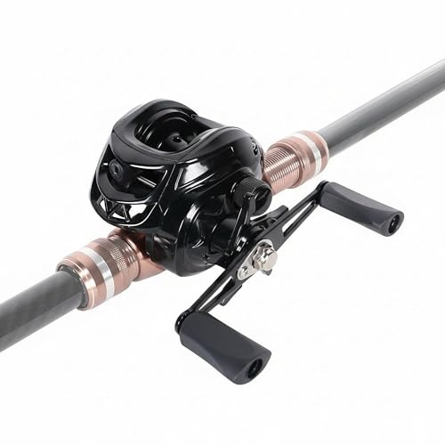 Metal + Nylon Baitcasting Reel - 7.2:1 High-Speed, Metal Spool, Dual Magnetic Brake, 8kg Drag, Long-Casting Anti-Backlash Lure Reel for Bass & Multi-Species Fishing - color: Black