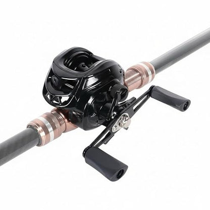 Metal + Nylon Baitcasting Reel - 7.2:1 High-Speed, Metal Spool, Dual Magnetic Brake, 8kg Drag, Long-Casting Anti-Backlash Lure Reel for Bass & Multi-Species Fishing - color: Black
