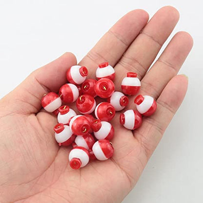 Fishing Bobber 20PCS Red and White ABS Plastic Snap-on Fishing Floats Bobber Round Buoy Fishing Tackle Accessories - size: 13mm