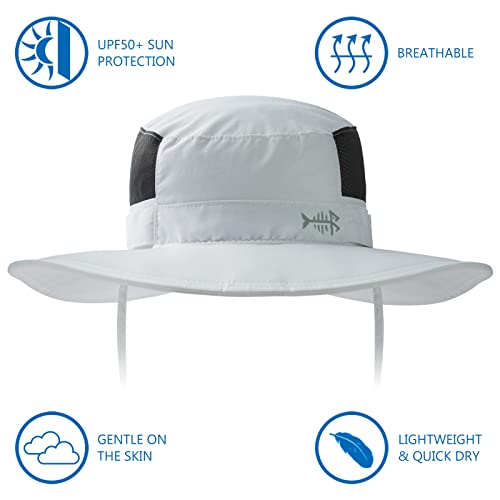 BASSDASH UPF 50+ Sun Fishing Hat Water Resistant with Detachable Neck Flap - color: White